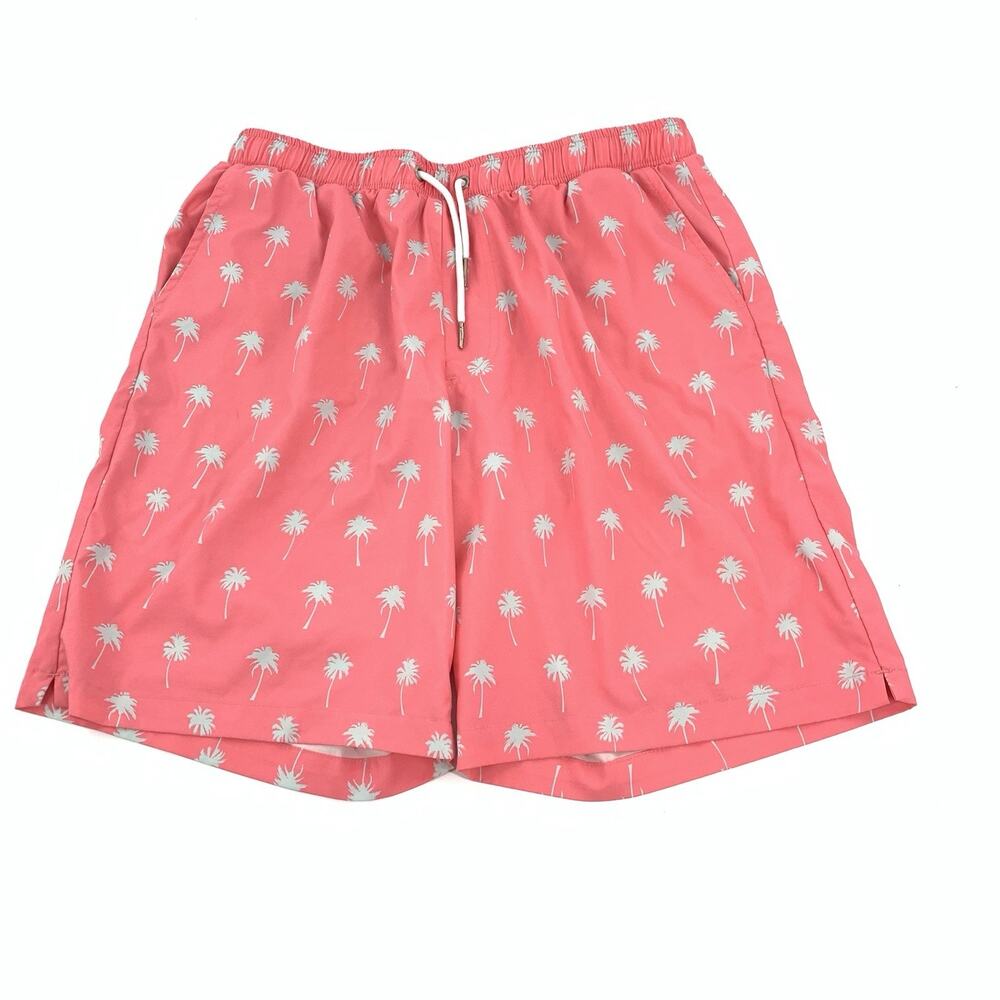 Mosmann Australia Drawstring Swim Shorts Trunks Size Large Mens Palm Tree Pink